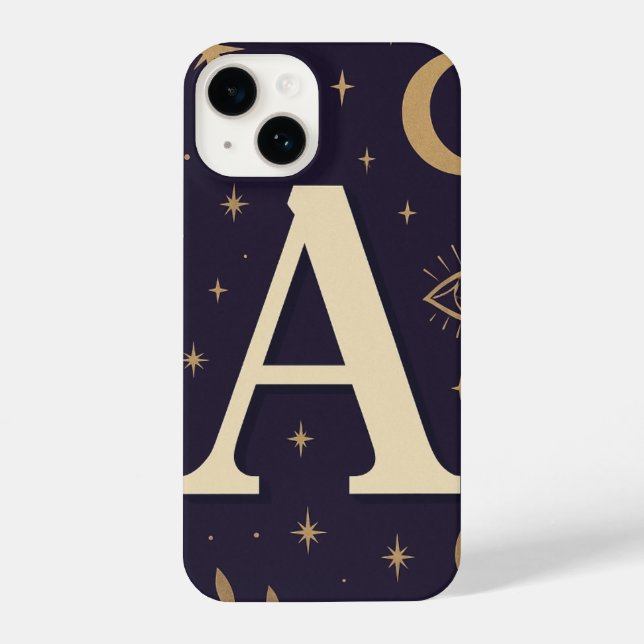 Coque iPhone "Purple A Letter Phone Case – Cute Starry Design,  (Verso)