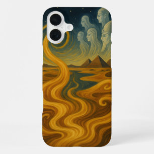 Coque iPhone 16 Plus Pyramides antiques Mystique Or céleste