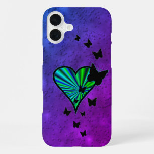 Coque iPhone 16 Plus Rainbow heart and Butterfly