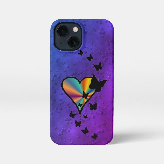 Coque iPhone Rainbow heart and Butterfly (Verso)