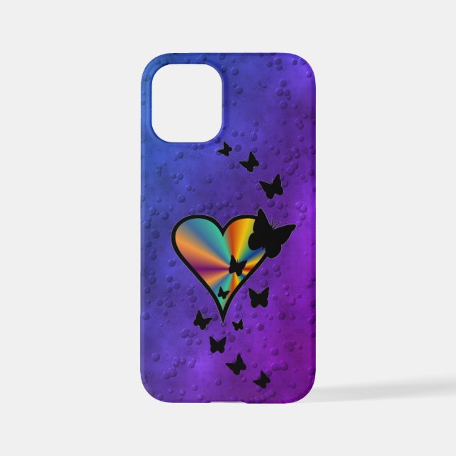 Coque iPhone Rainbow heart and Butterfly (Verso)