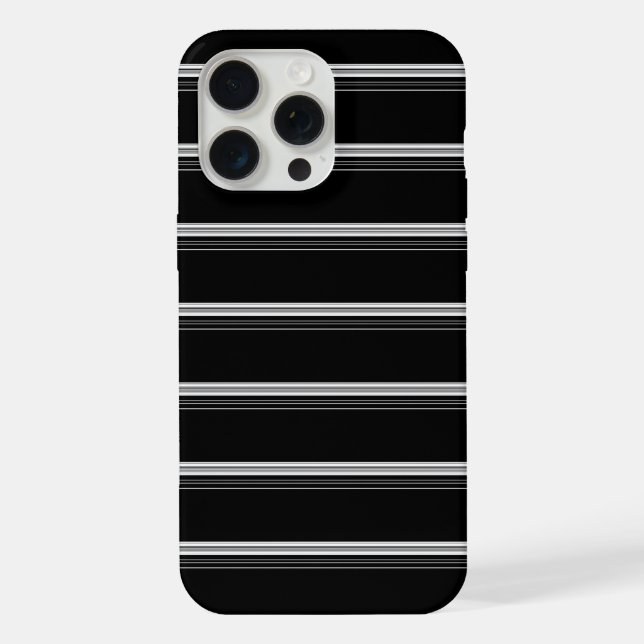 Coque iPhone Rayé noir blanc chic  (Verso)