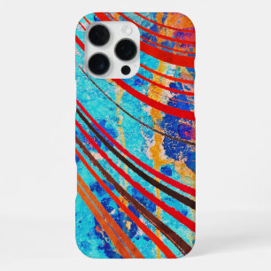 Coque iPhone 16 Pro Max Rayures courbes multicolores rustiques abstraites