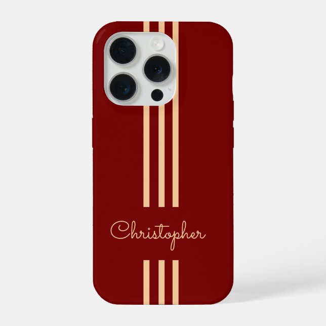 Coque iPhone Rayures de course tendance moderne monogrammées  (Verso)