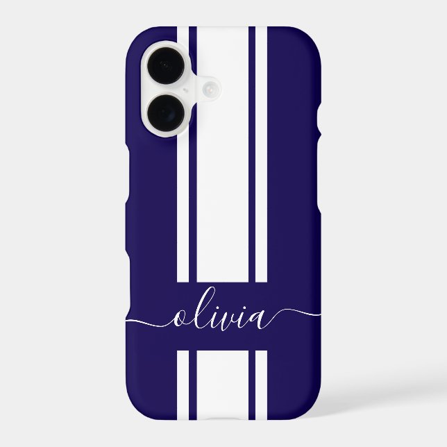 Coque iPhone Rayures de course tendance moderne monogrammées  (Verso)