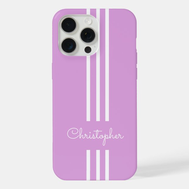 Coque iPhone Rayures de course tendance moderne monogrammées  (Verso)