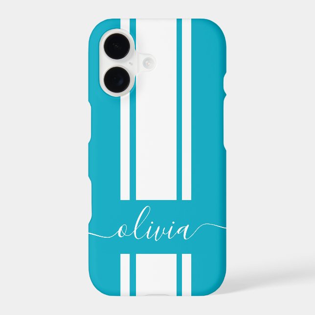 Coque iPhone Rayures de course tendance moderne monogrammées  (Verso)