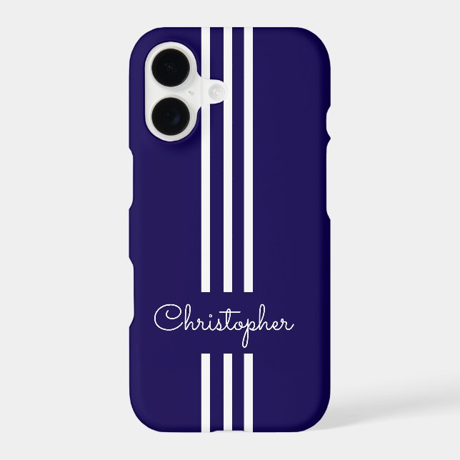 Coque iPhone Rayures de course tendance moderne monogrammées  (Verso)