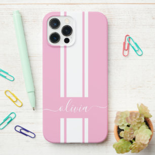 Coque iPhone 12 Pro Max Rayures de course tendance moderne monogrammées 