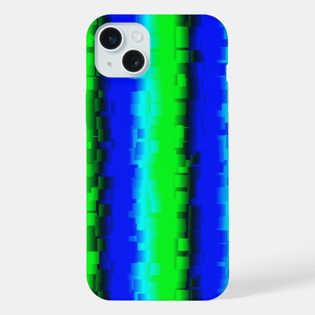 Coque iPhone Rayures de verre brisé bleu vert (Verso)