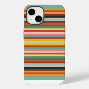 Coque Pour iPhone 14 Rayures Rétro Horizontales Colorées 