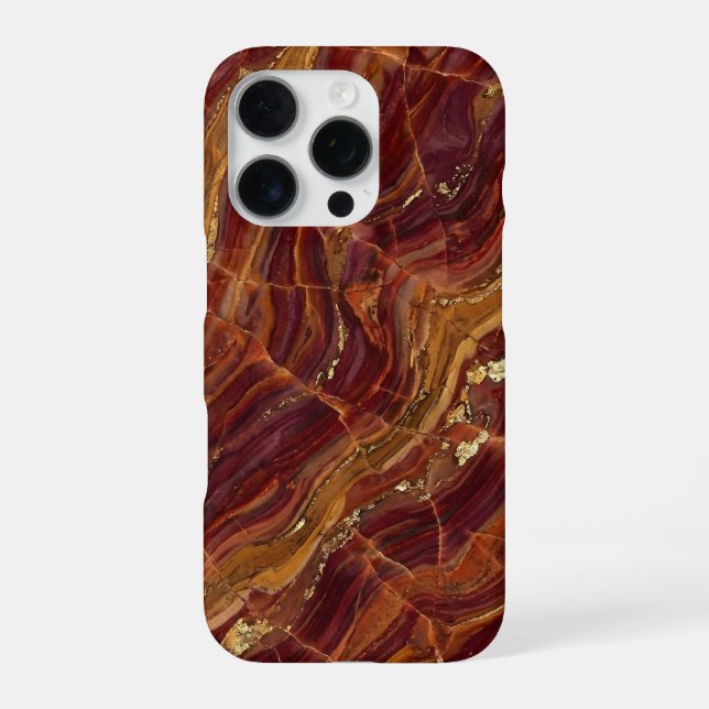 Coque iPhone red and gold marble (Verso)