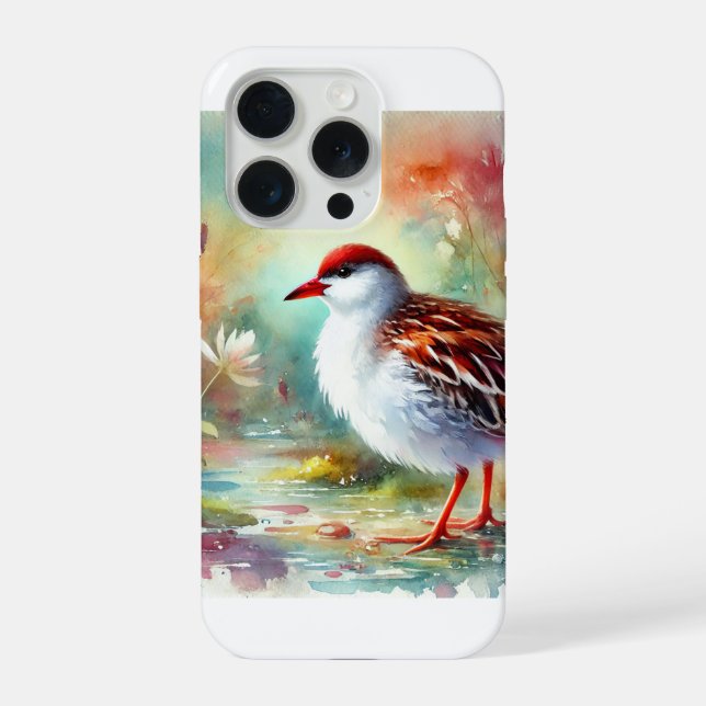 Coque iPhone Red and White Crake 210724AREF105 - Watercolor (Verso)