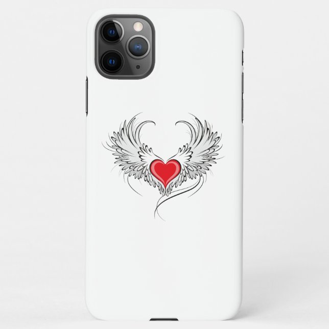Coque iPhone Red Angel Coeur avec ailes (Dos)