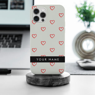 Red Hearts Motif, Amour, Votre Nom, Personnaliser