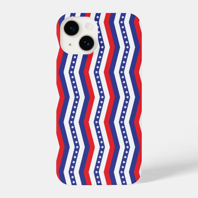 Coque iPhone Red White and Blue Stars and Stripes Chevron (Verso)