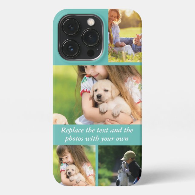 Coque iPhone Remplacez le texte et les photos par le vôtre (Verso)