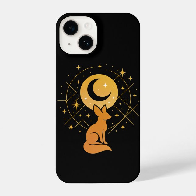 Coque iPhone Renard du désert céleste - Lune et étoiles Cosmiqu (Verso)