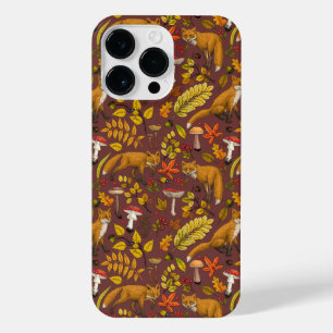 Coque Pour Pour iPhone 14 Pro Max Renards d'automne sur chocolat brun