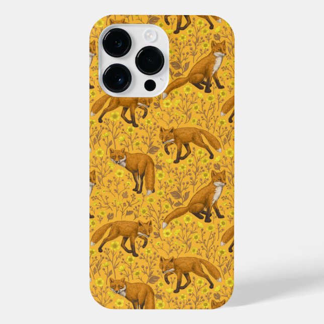 Coque iPhone Renards et papillons sur orange (Verso)