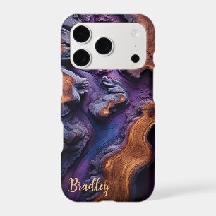 coque iphone, Résine violette, Bois de Burl Design