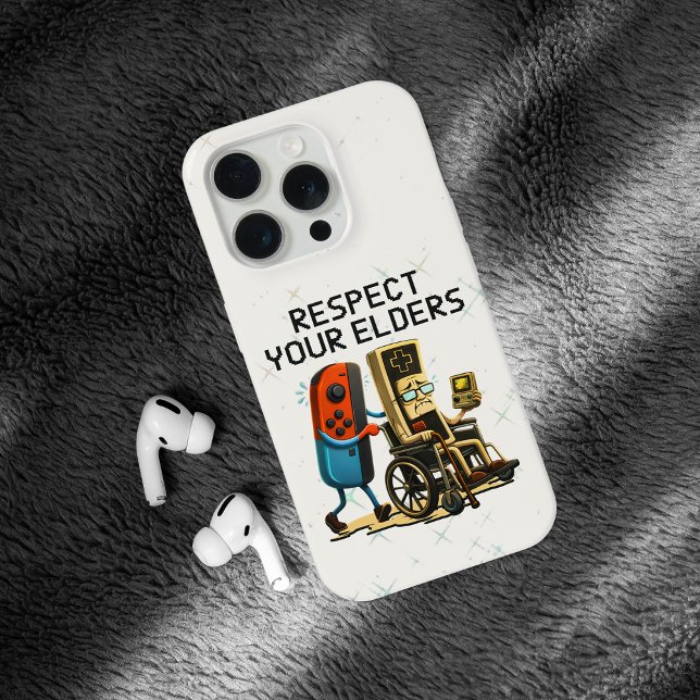 Coque iPhone Respect Your Elders Gaming Control Retro Funny (Créateur téléchargé)