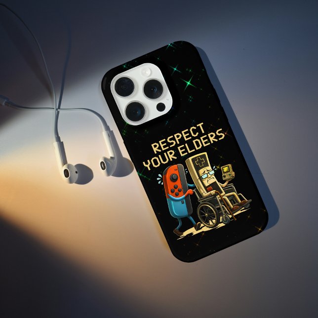 Coque iPhone Respect Your Elders Gaming Control Retro Funny (Créateur téléchargé)