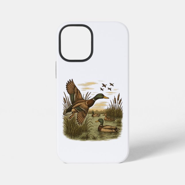 Coque iPhone Retro-Flying-Mallard-Duck-Hunting (Verso)