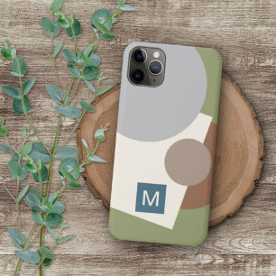 Coque iPhone 11Pro Max Retro Gris Sage Vert Taupe Brown Ecru Art Motif