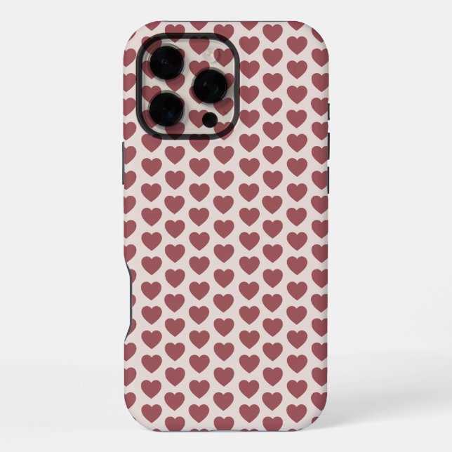 Coque iPhone Retro Hearts Pink Burgundy Y2K Style (Verso)