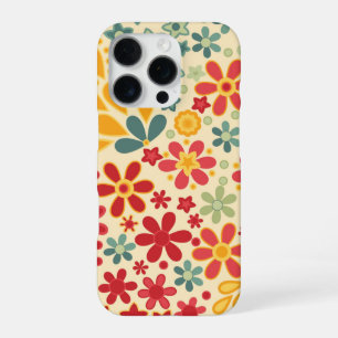 Coque iPhone 16 Pro Retro. Motifs floraux