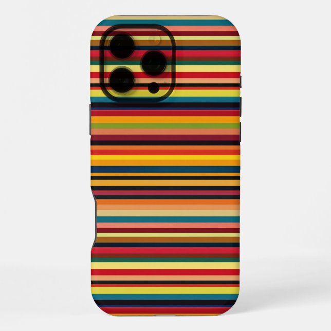 Coque iPhone Retro Multicoloured Striped Print iPhone Case (Verso)