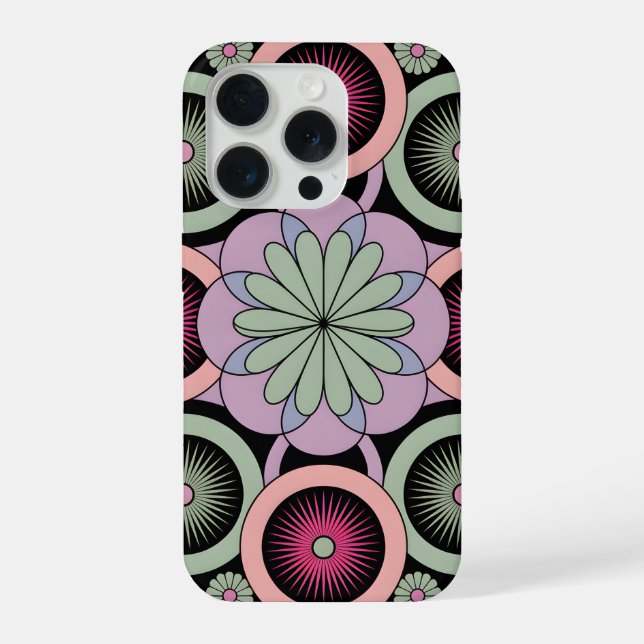 Coque iPhone Retro Pastel Floral Mandala Symmetry (Verso)