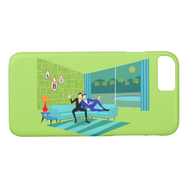 coque iphone rétro-romantique de couple gay (Dos (Horizontal))