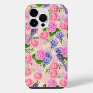 Coque Pour Pour iPhone 14 Pro Max Robin et fleurs, motif aquarelle