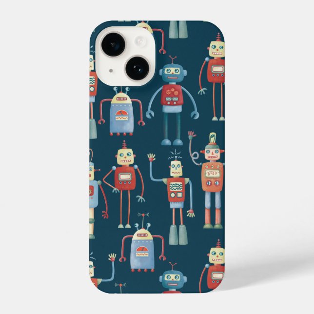 Coque iPhone Robot Motif Dark (Verso)