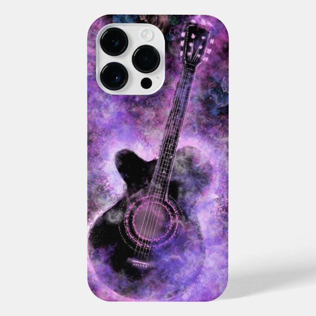 Coque iPhone Rock n Roll Guitare Purple I Love Music (Verso)