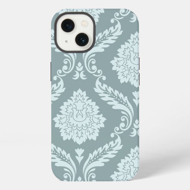 Coque iPhone Rococo Damask Art I Duck Egg Blue+Teal (Verso)