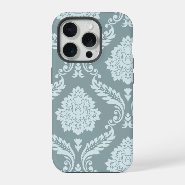 Coque iPhone Rococo Damask Art I Duck Egg Blue+Teal (Verso)