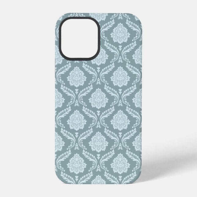 Coque iPhone Rococo Damask Rpt Pattern Duck Egg Blue+Teal (Verso)