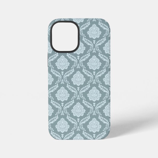 Coque iPhone Rococo Damask Rpt Pattern Duck Egg Blue+Teal (Verso)