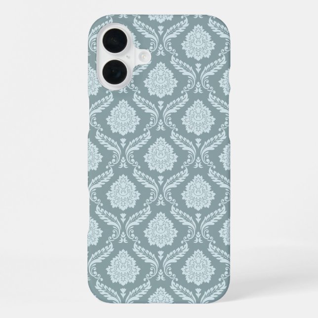 Coque iPhone Rococo Damask Rpt Pattern Duck Egg Blue+Teal (Verso)