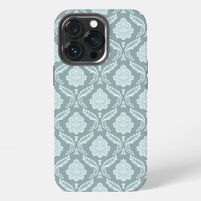 Coque iPhone Rococo Damask Rpt Pattern Duck Egg Blue+Teal (Dos)