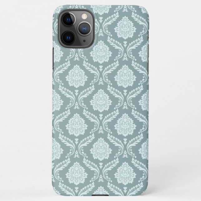 Coque iPhone Rococo Damask Rpt Pattern Duck Egg Blue+Teal (Dos)