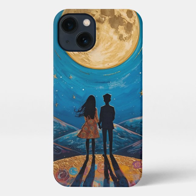 Coque iPhone Romantic Couple Under Moonlight Aesthetic iPhone C (Verso)