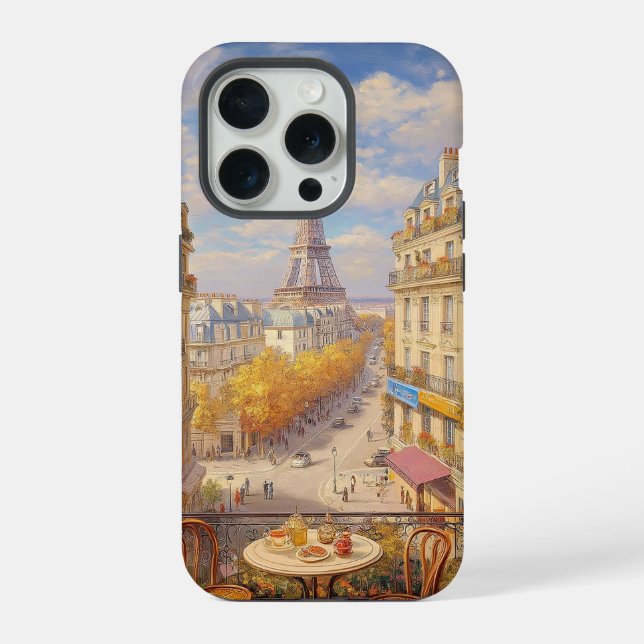 Coque iPhone Romantic Parisian Balcony View Oil Painting (Verso)