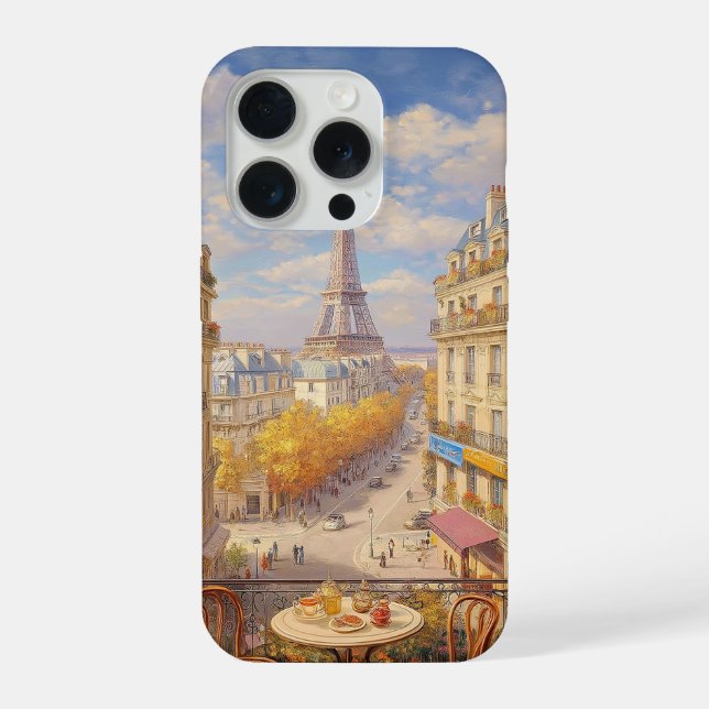 Coque iPhone Romantic Parisian Balcony View Oil Painting (Verso)