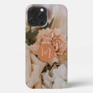 Etui iPhone 13 Pro Max Romantique beige rose initial monogrammé girly