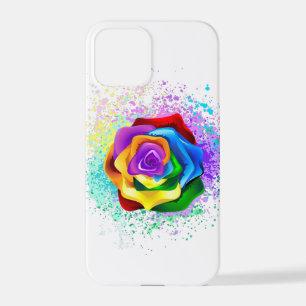 Coque iPhone 12 Pro Rose arc-en-ciel coloré