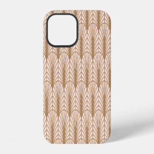 Coque iPhone 12 Rose Art déco : Plumes de paon doré